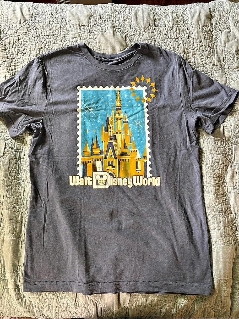Disney Walt Disney World Cinderella Castle Graphic Tee Gray Medium